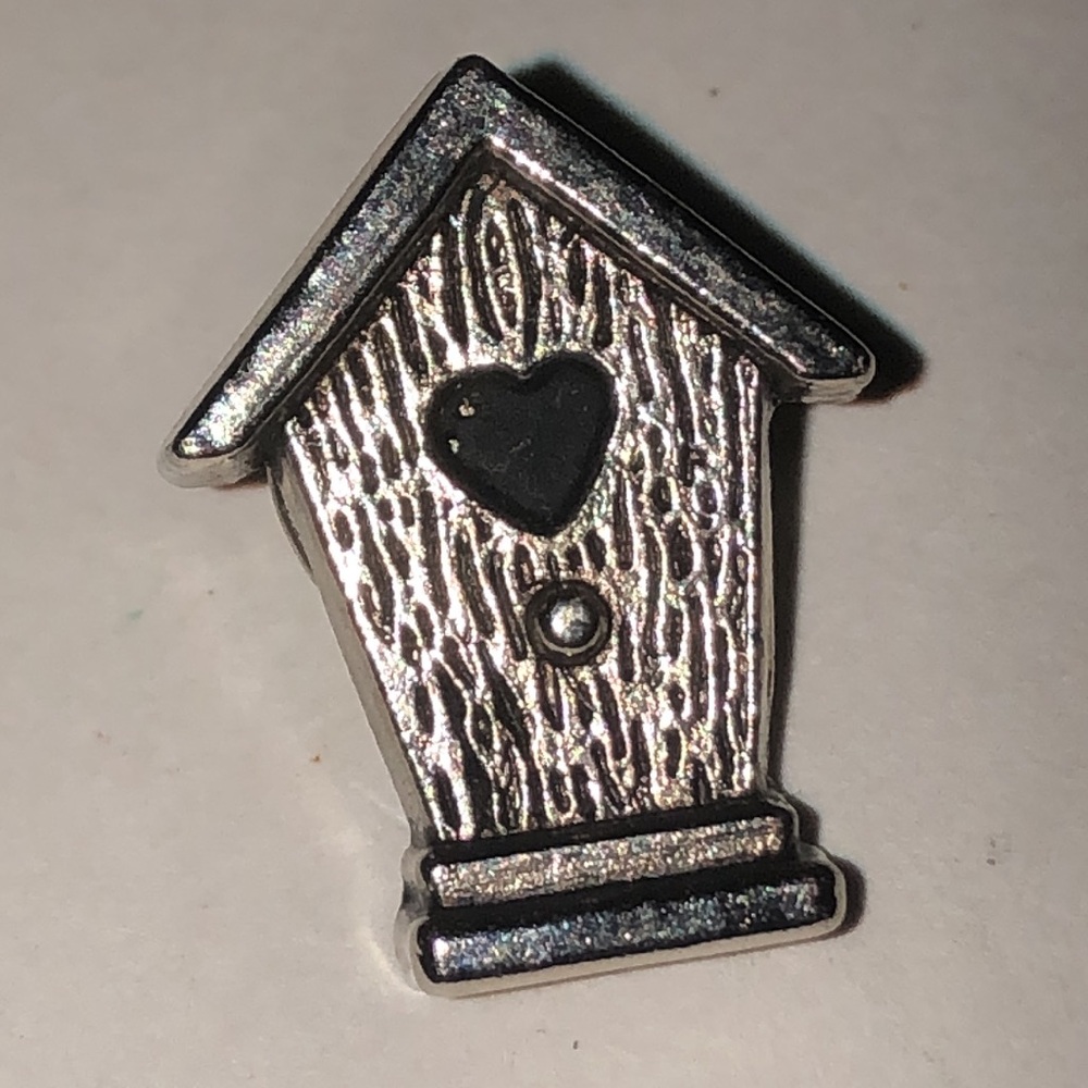 Silver Tone Vintage Birdhouse Pin